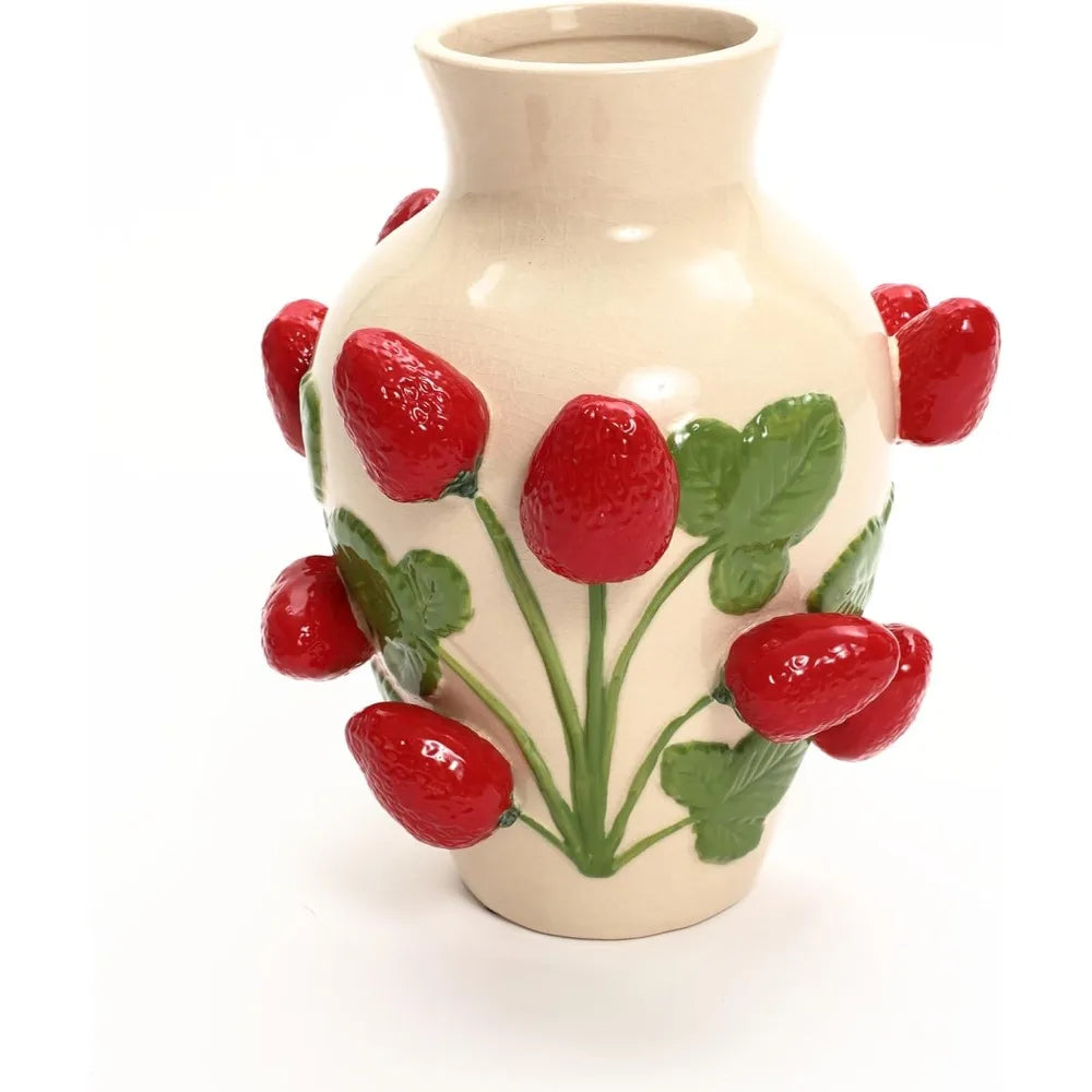 Unique Ceramic Flower Vase with Strawberry Design for Home Decor