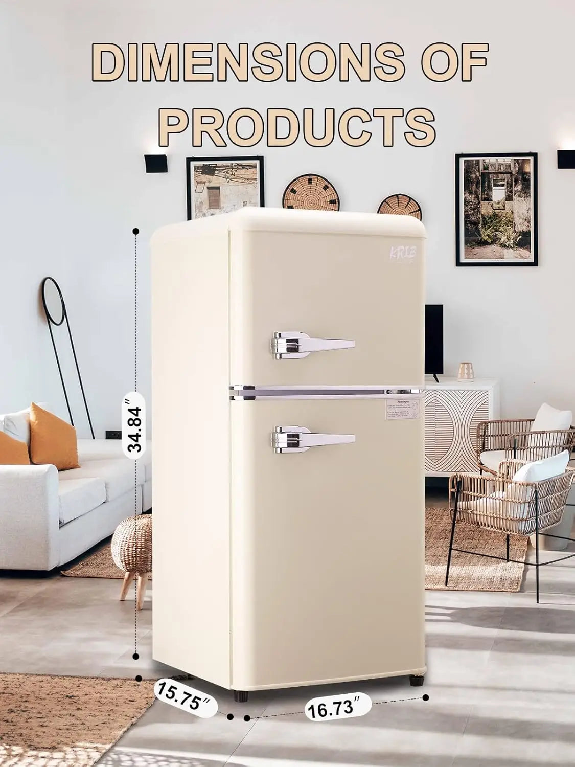 Krib Bling Compact Refrigerator Mini Fridge Retro Design