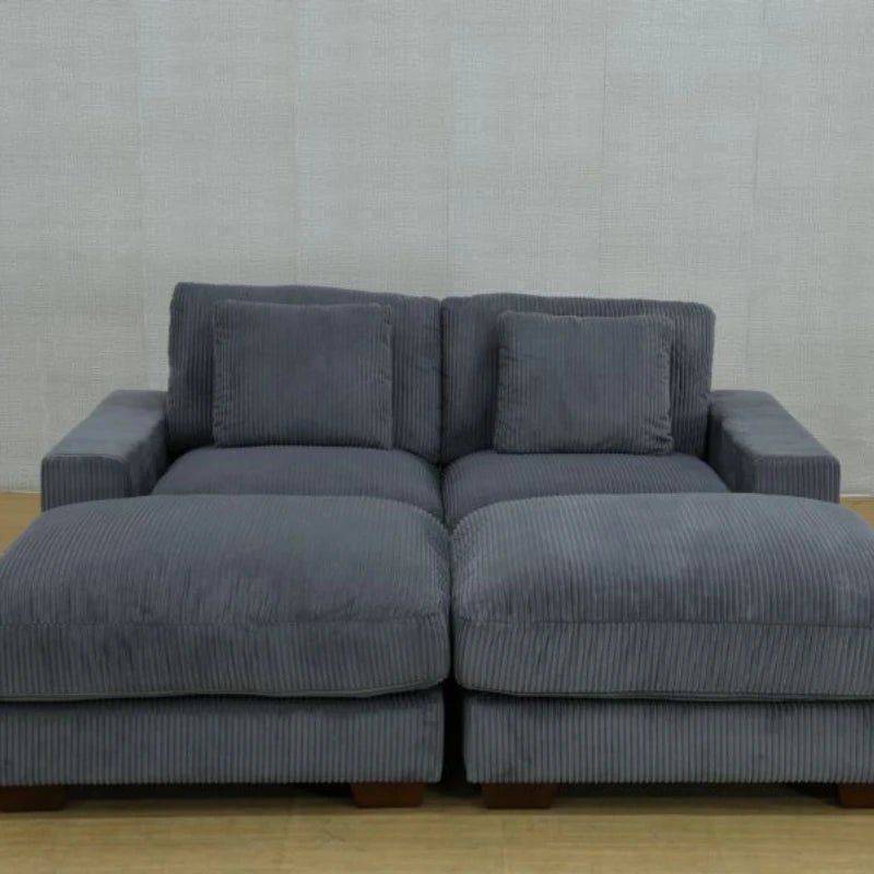 Dark Grey Corduroy Sofa – Durable High-Density Sponge