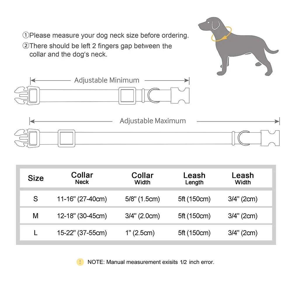 Pet Artist Nylon Custom Dog Collar Leash Set Nameplate