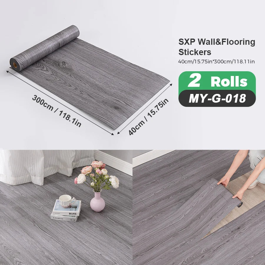 2 Rolls Self Adhesive Wall Floor Sticker Wood Grain Marble