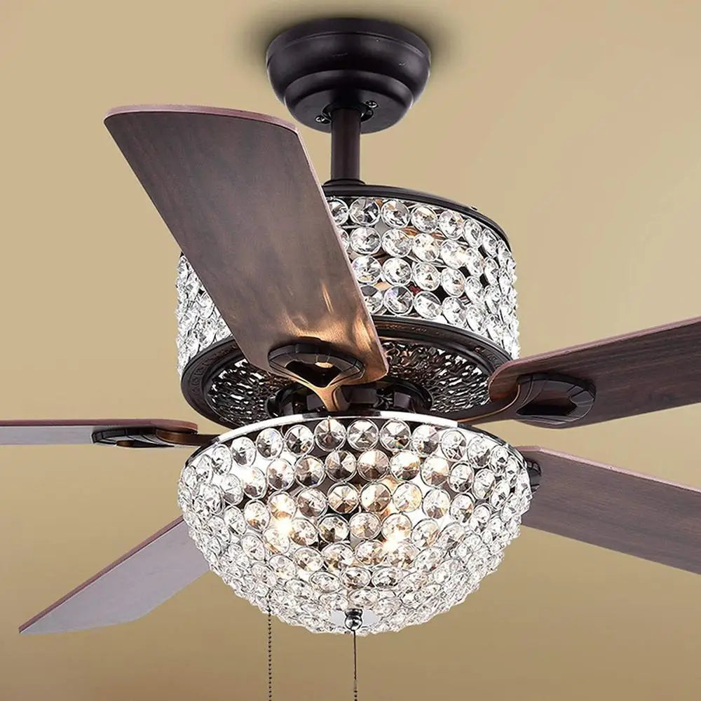 Frolic Laure Ceiling Fan Chandelier Six Lights Modern Glam