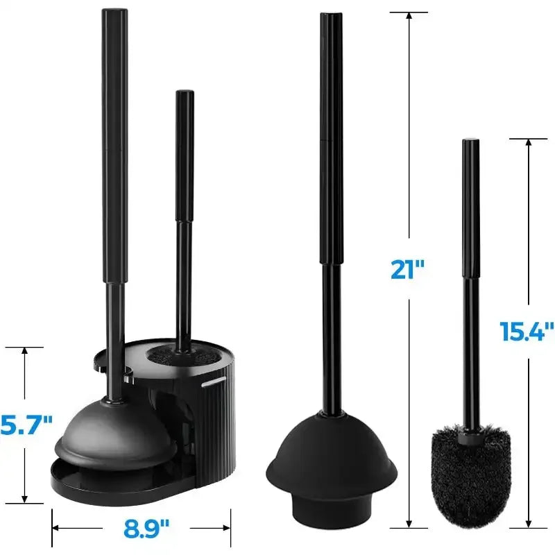 2 in 1 Toilet Plunger and Brush Set with Extended Handle