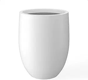 Kante Snow White Concrete Tall Planter with Drainage Hole