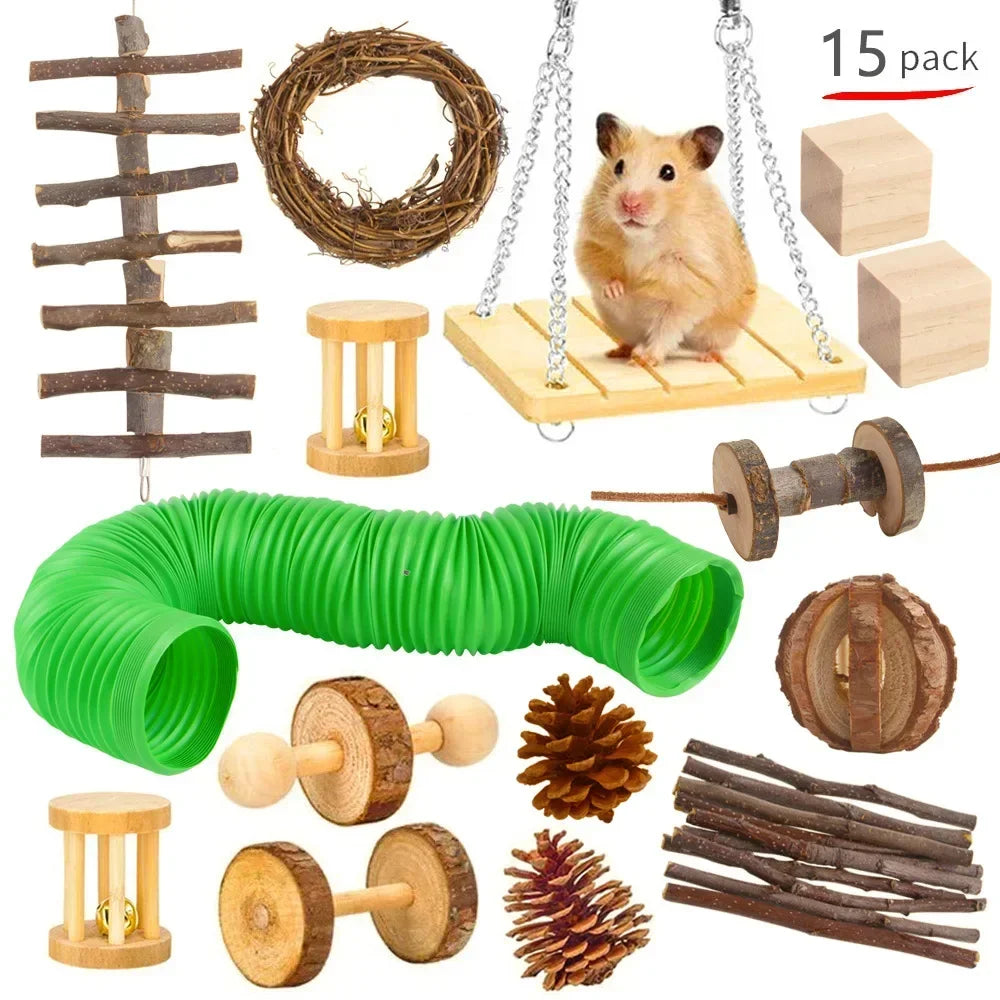 Hign-concerned Wooden Hamster And Small Pet Toys Set