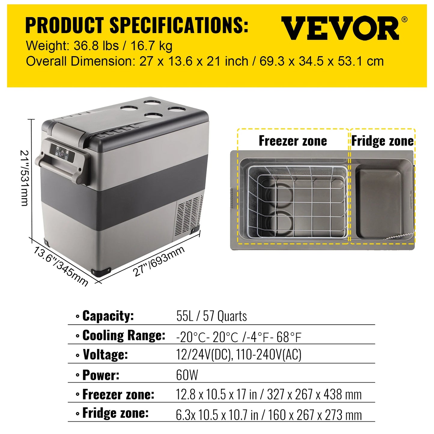 Portable Car Refrigerator Mini Fridge Freezer Compressor Cooler