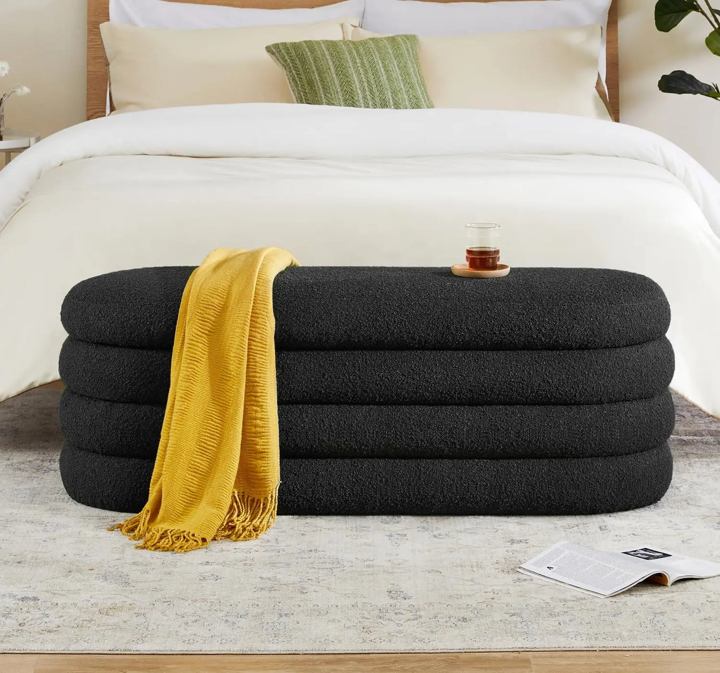 ANGDUO Fabric Storage Ottoman Bench for Home Organization