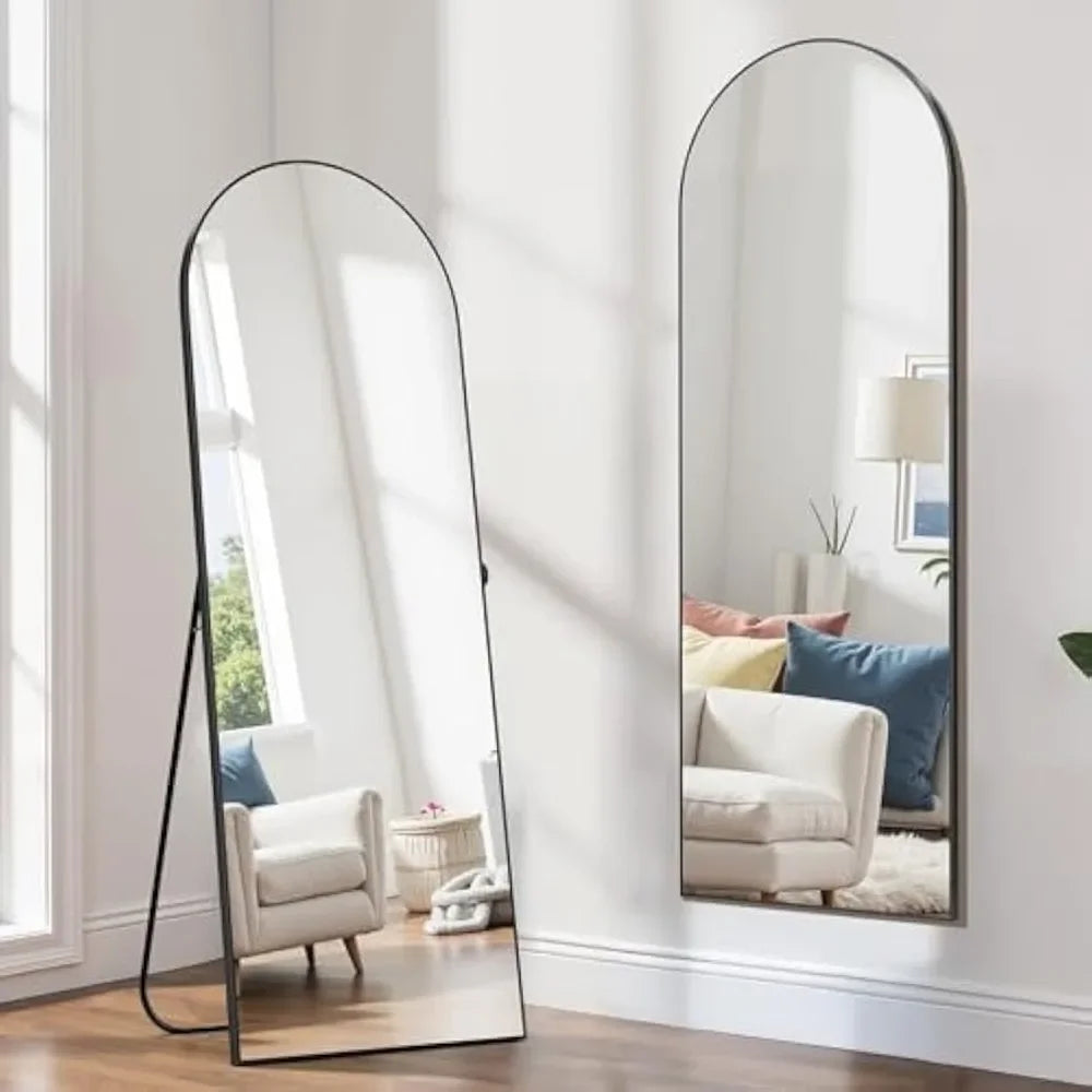 Arched Full-Length Floor Mirror 64 x 21 Inches for Bedroom Decor