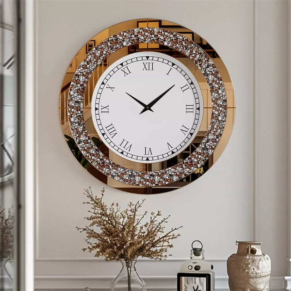 LUVODI Modern 3D Diamond Crystal Wall Clock For Living Room