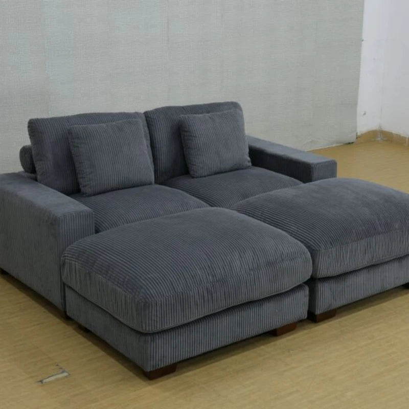 Dark Grey Corduroy Sofa – Durable High-Density Sponge