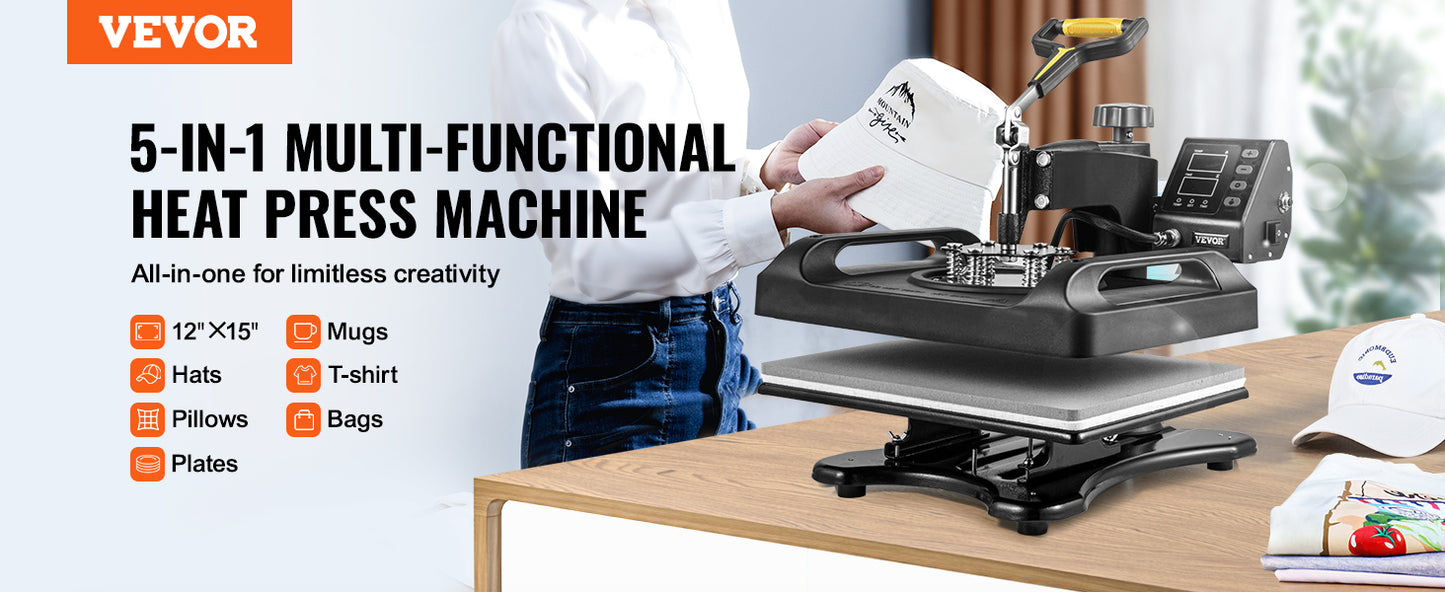 SucceBuy 5 In 1 Multifunctional Heat Press Sublimation