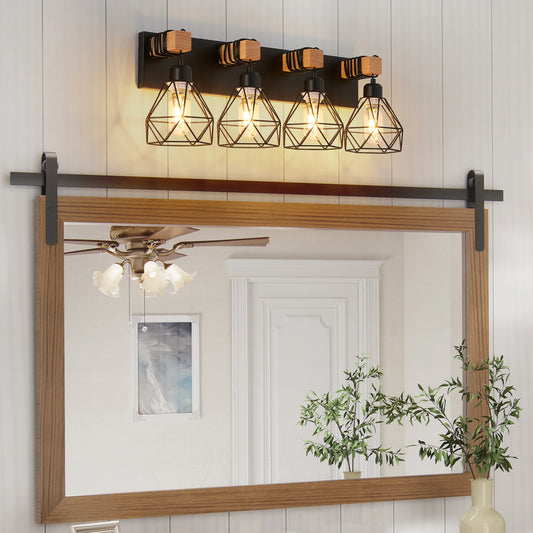 Vanity Wall Light Cage Farmhouse Geometric Iron E26 Socket