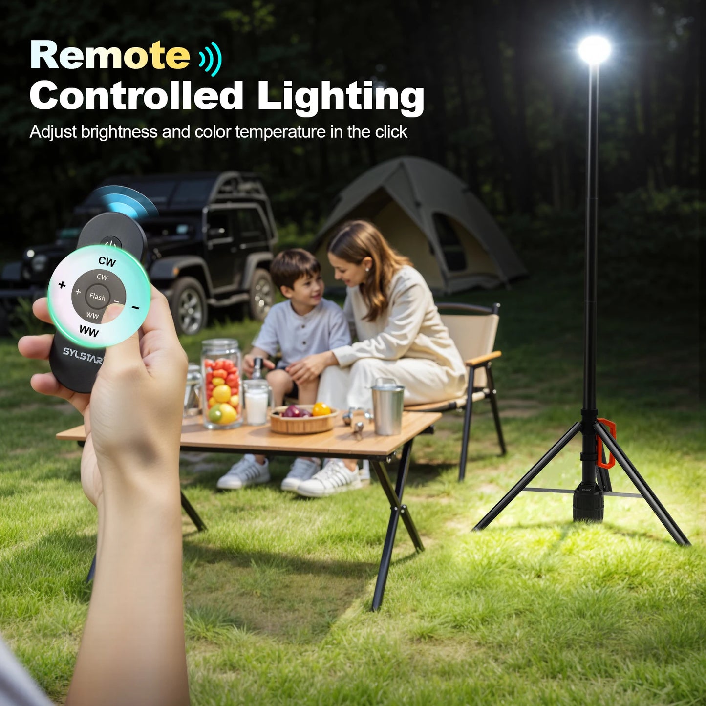 Rechargeable 360 Degree Work Light With Remote Telescopic