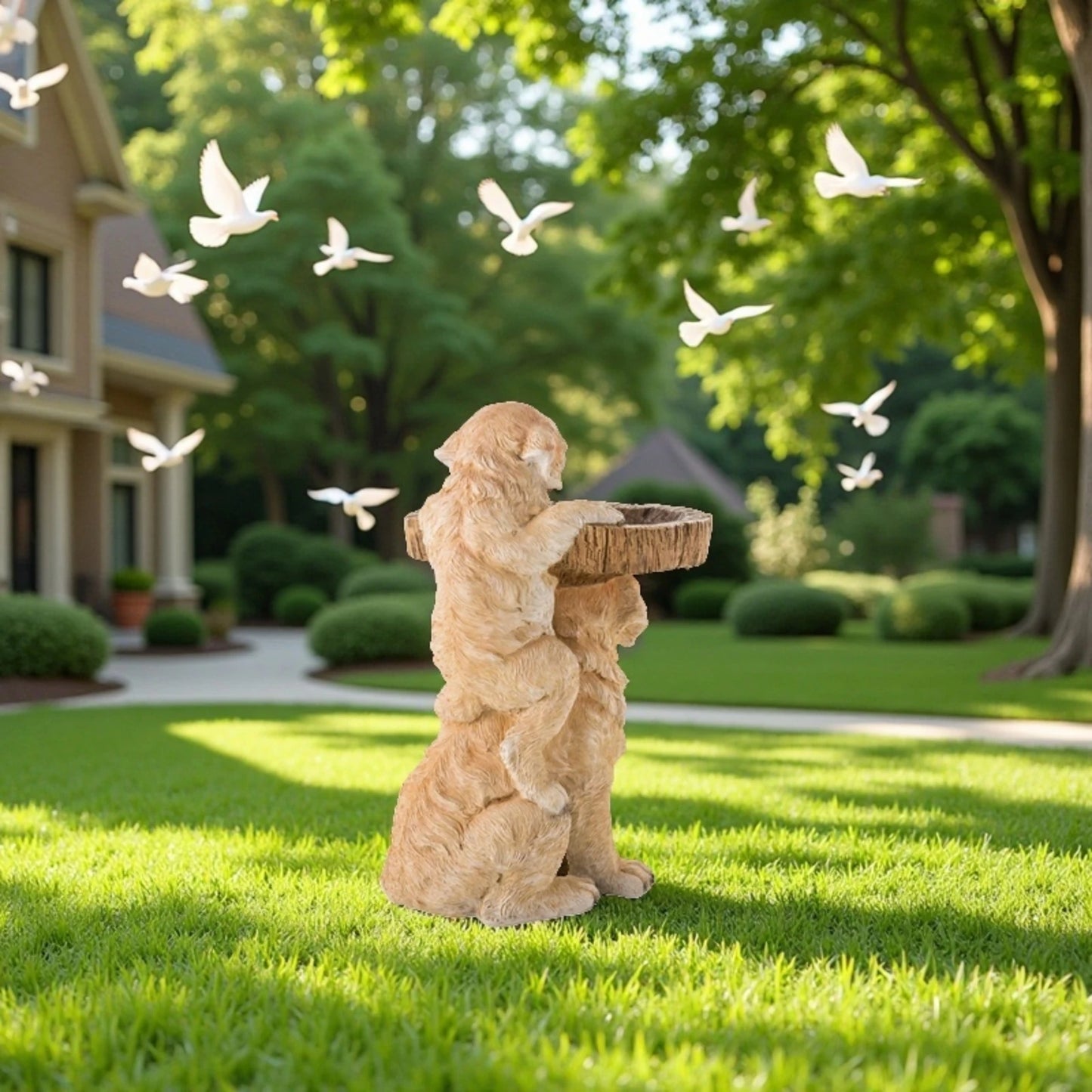 Origin Resin Wild Bird Feeder Raccoon Dog Statue Outdoor