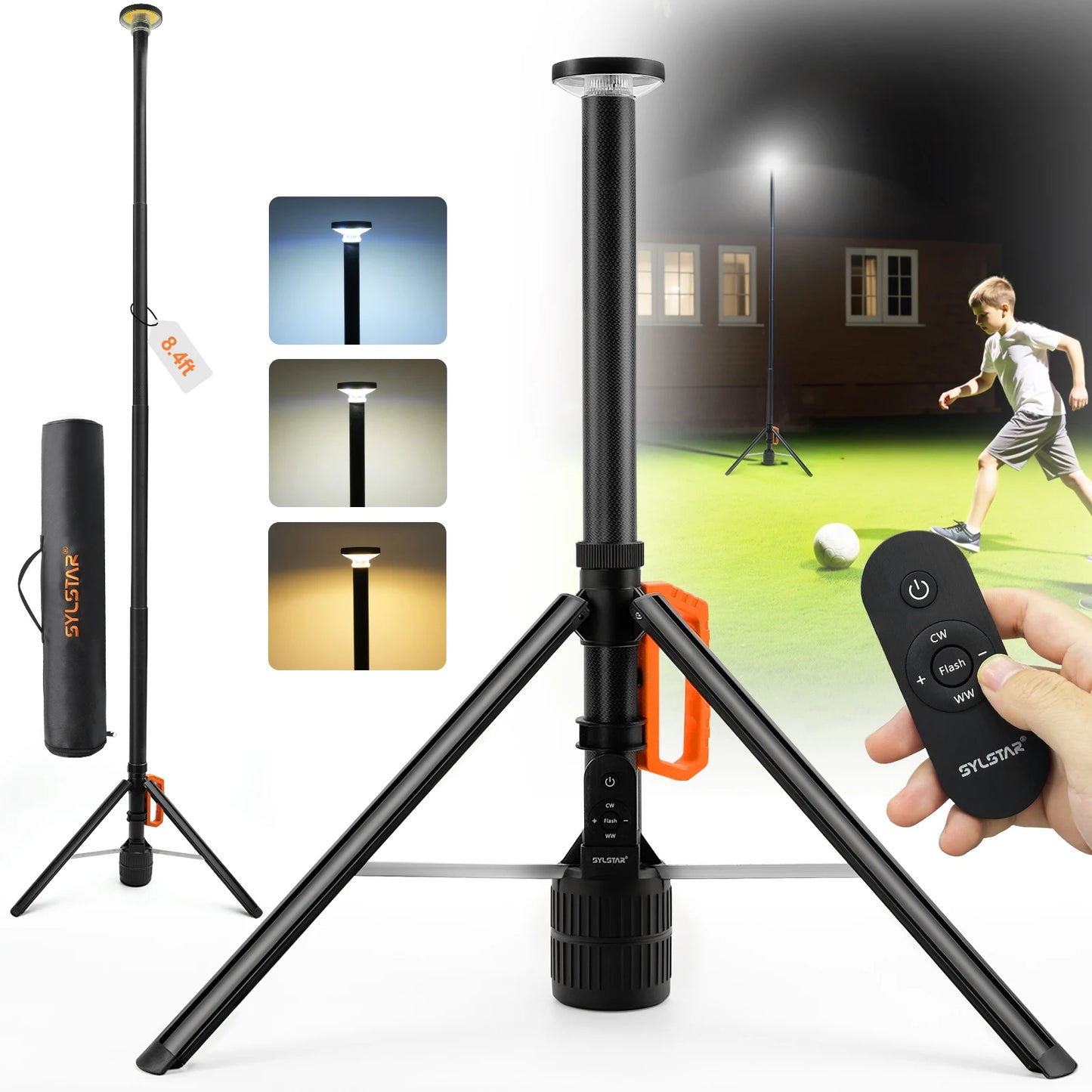 Rechargeable 360 Degree Work Light With Remote Telescopic