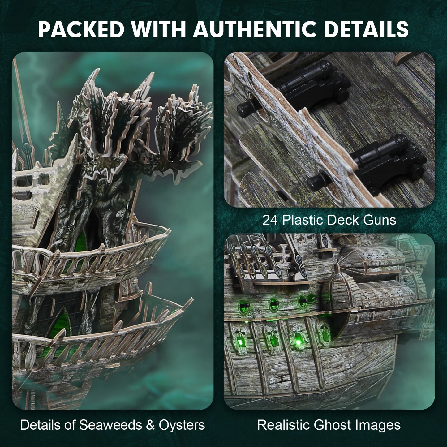 CubicFun Green LED Flying Dutchman 3D Pirate Ship Puzzle Model