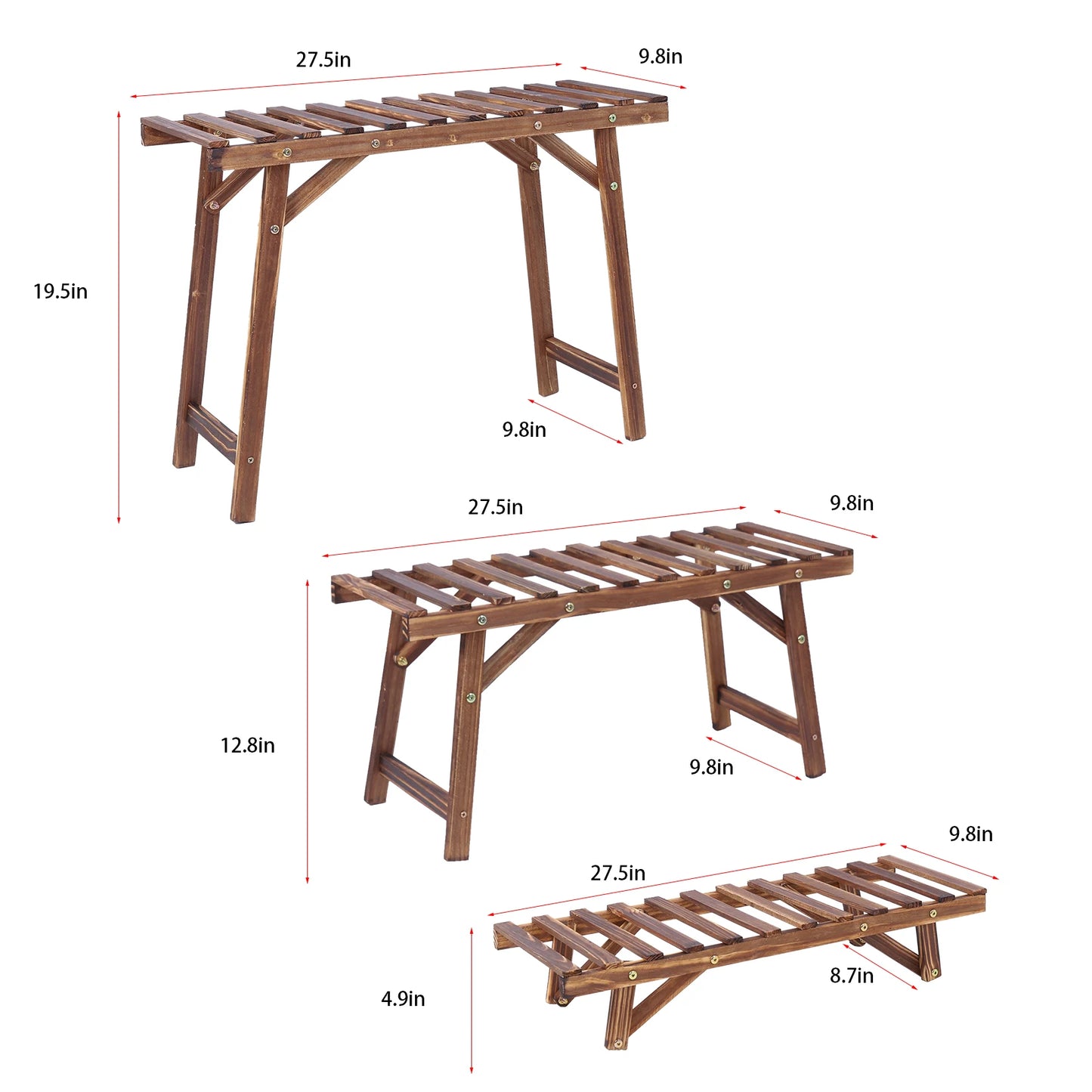 3 Tier Wood Ladder Shelf Plant Stand for Indoor and Outdoor Use