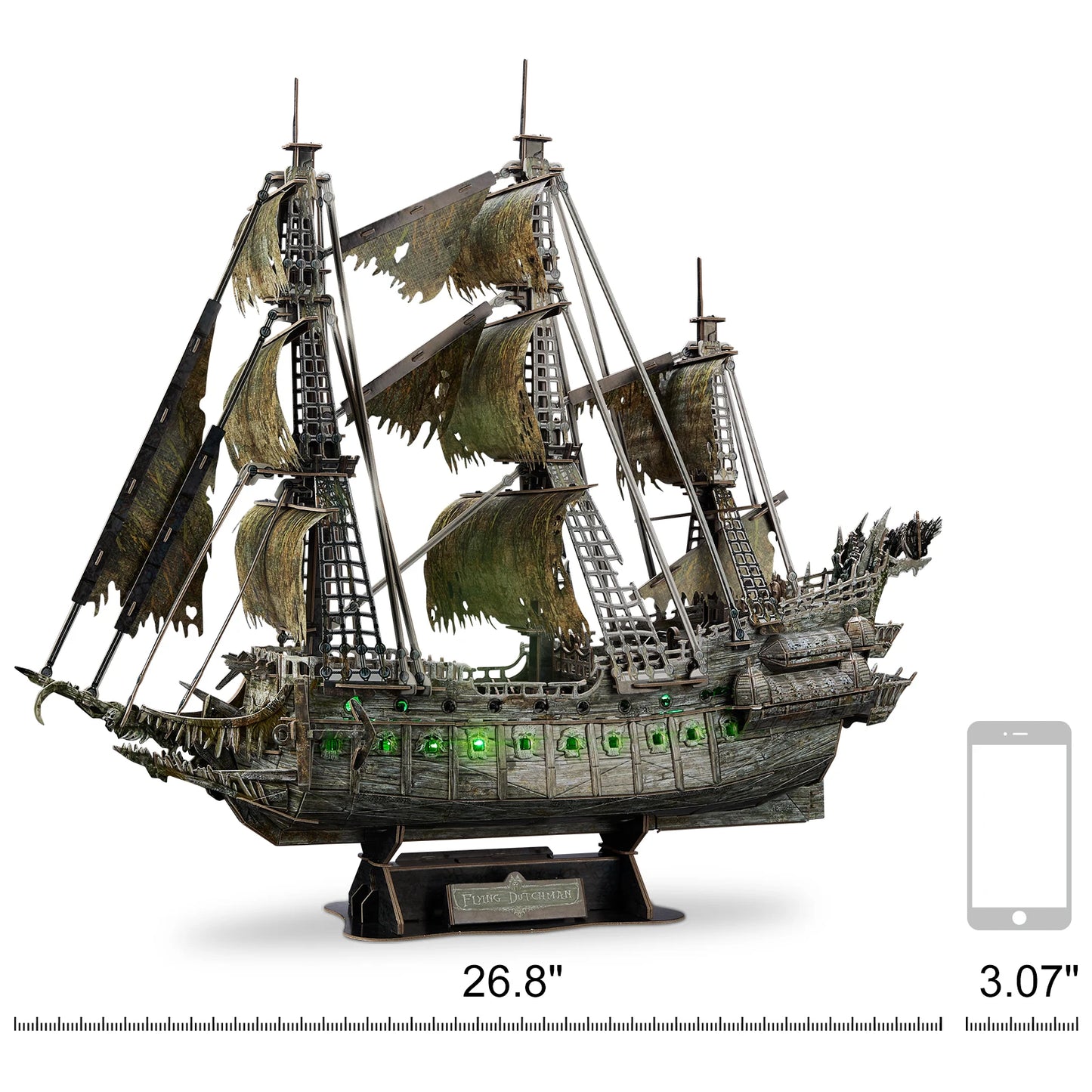 CubicFun Green LED Flying Dutchman 3D Pirate Ship Puzzle Model
