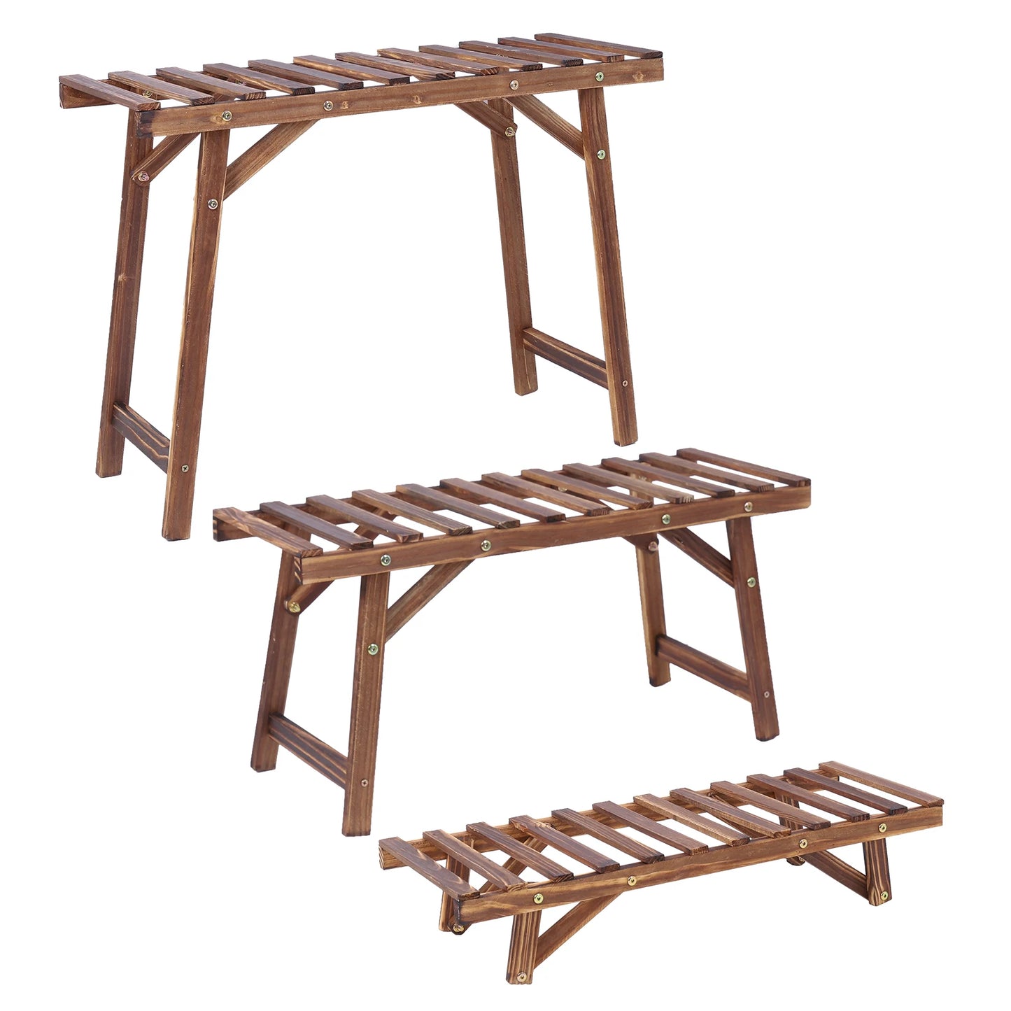 3 Tier Wood Ladder Shelf Plant Stand for Indoor and Outdoor Use