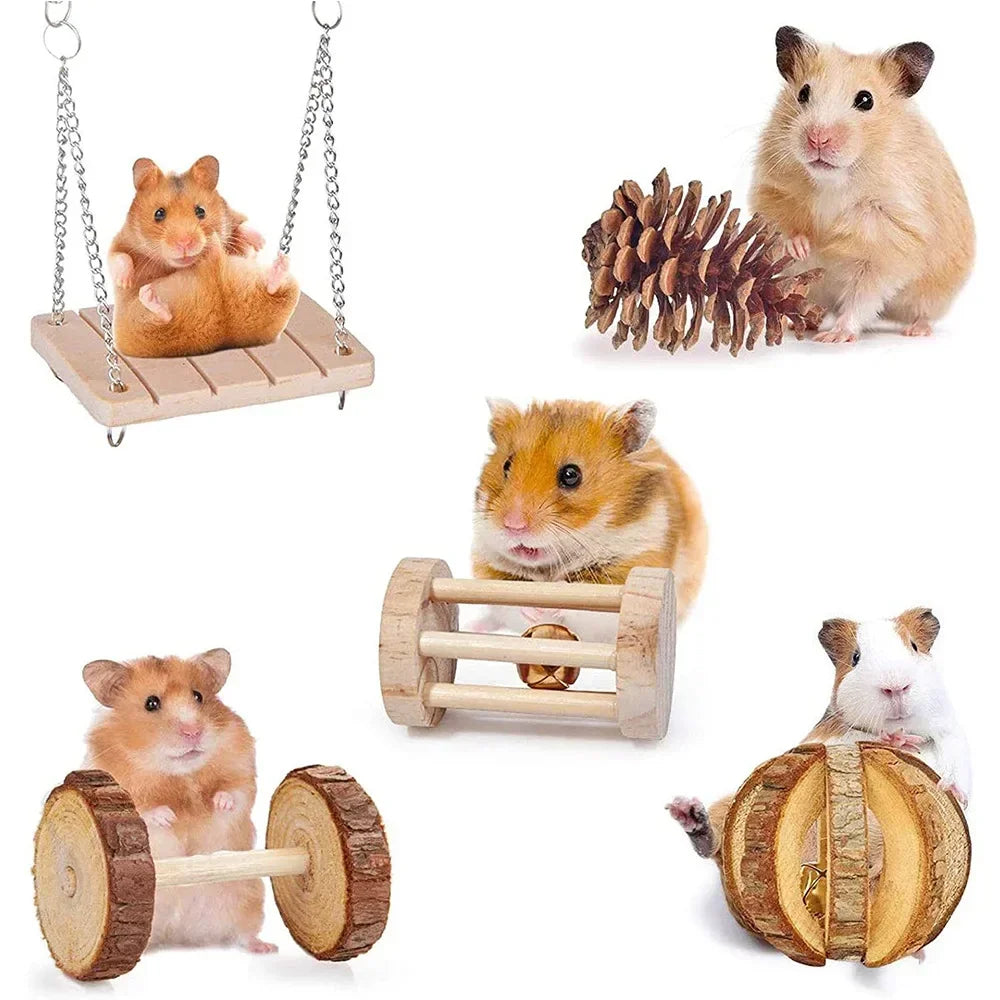 Hign-concerned Wooden Hamster And Small Pet Toys Set