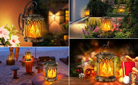 KPSTEK Solar Lanterns Flickering Flame Outdoor Lights