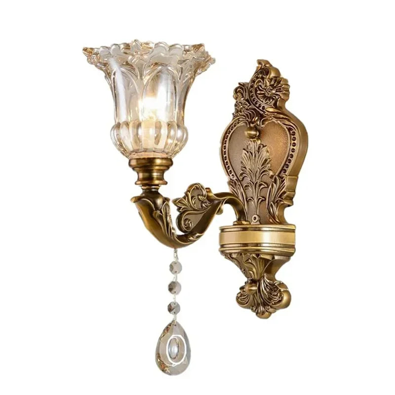 European Style Retro Crystal Glass Dual Head Wall Lamp