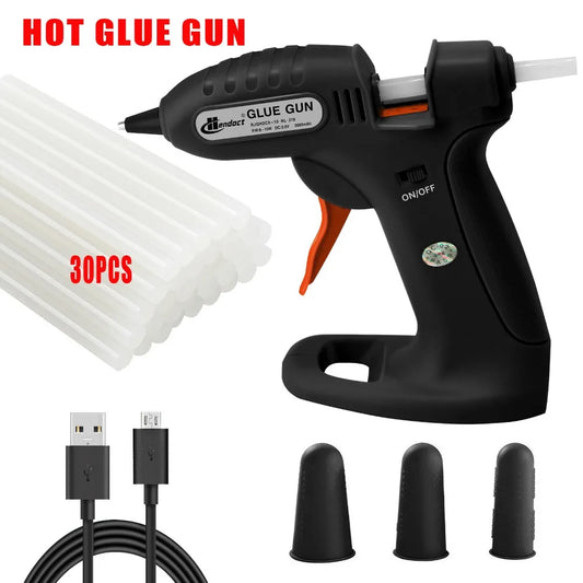 Cordless Hot Melt Glue Gun with 30 Mini Glue Sticks for DIY