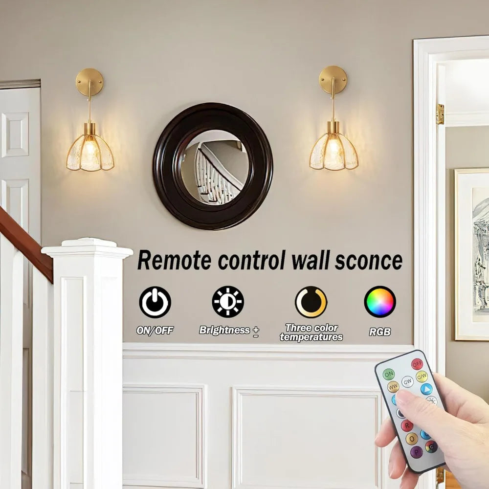 Battery Operated Wall Sconces Set Of Two With Remote Control