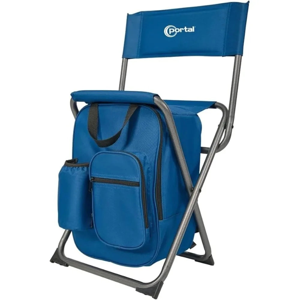 Backpack Cooler Chair With Backrest Folding Camping Stool