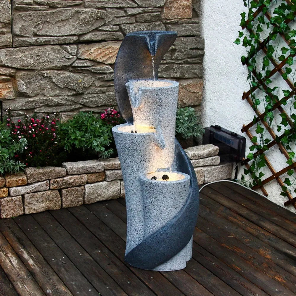 Elegant S Shaped Waterfall Fountain for Outdoor Garden Decor