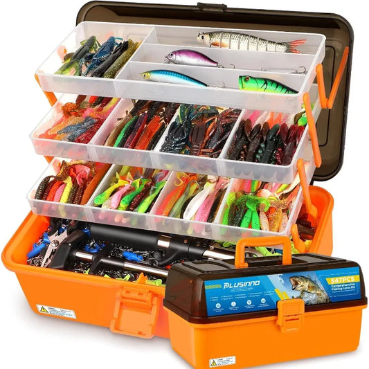 Large 4-Layer Tackle Box with 547Pcs Fishing Lures Kit