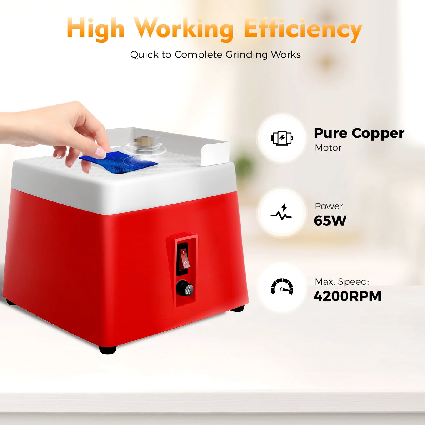 65W Portable Electric Stained Glass Grinder Machine
