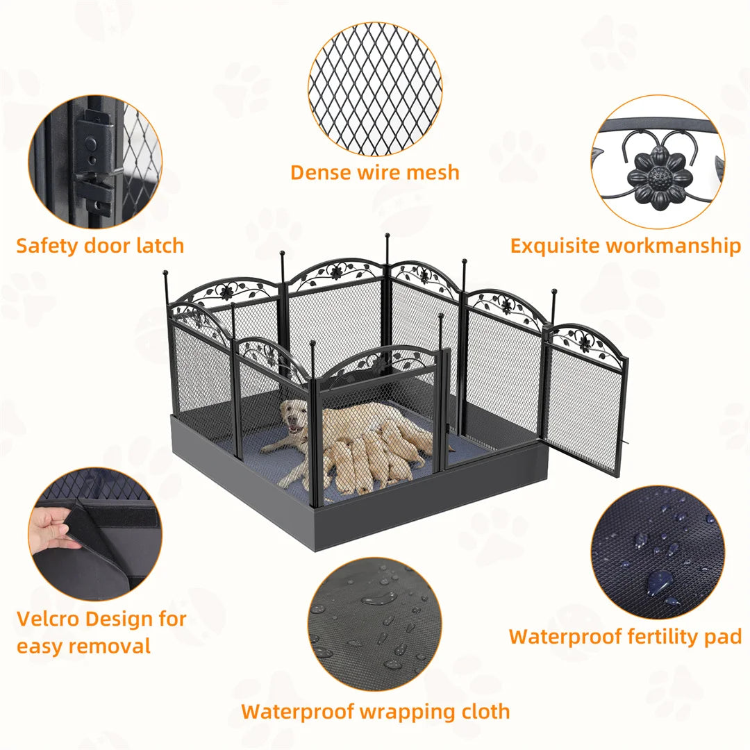 BINGOPAW Heavy Duty Dog Playpen Metal Fence With Pad