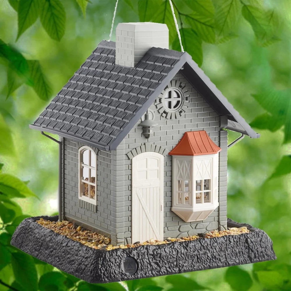 Wild Bird Hopper Feeder Squirrel Proof 4 Port Perch Station