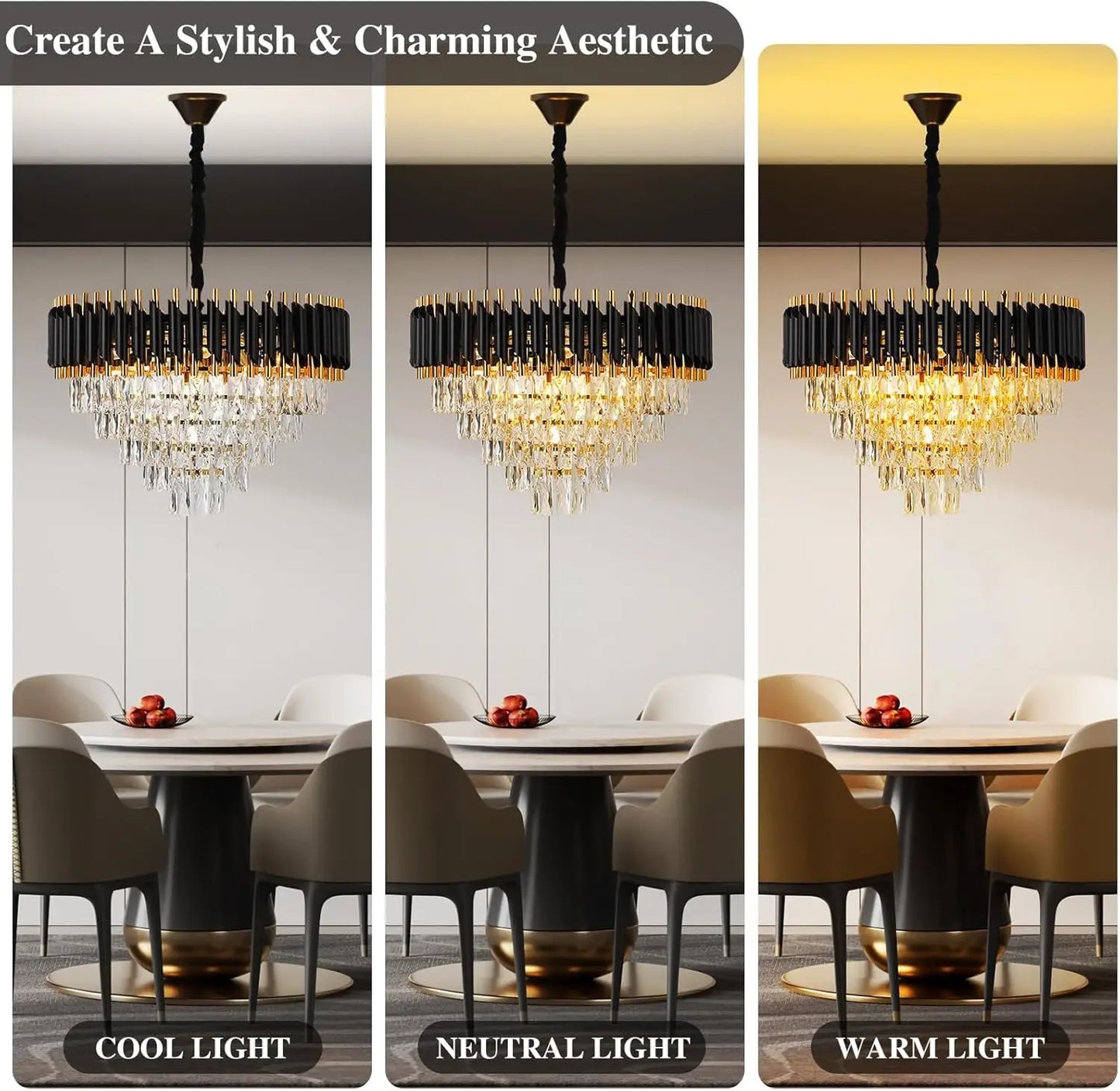 Litake Luxury Crystal Pendant Lights Aluminum Chandelier
