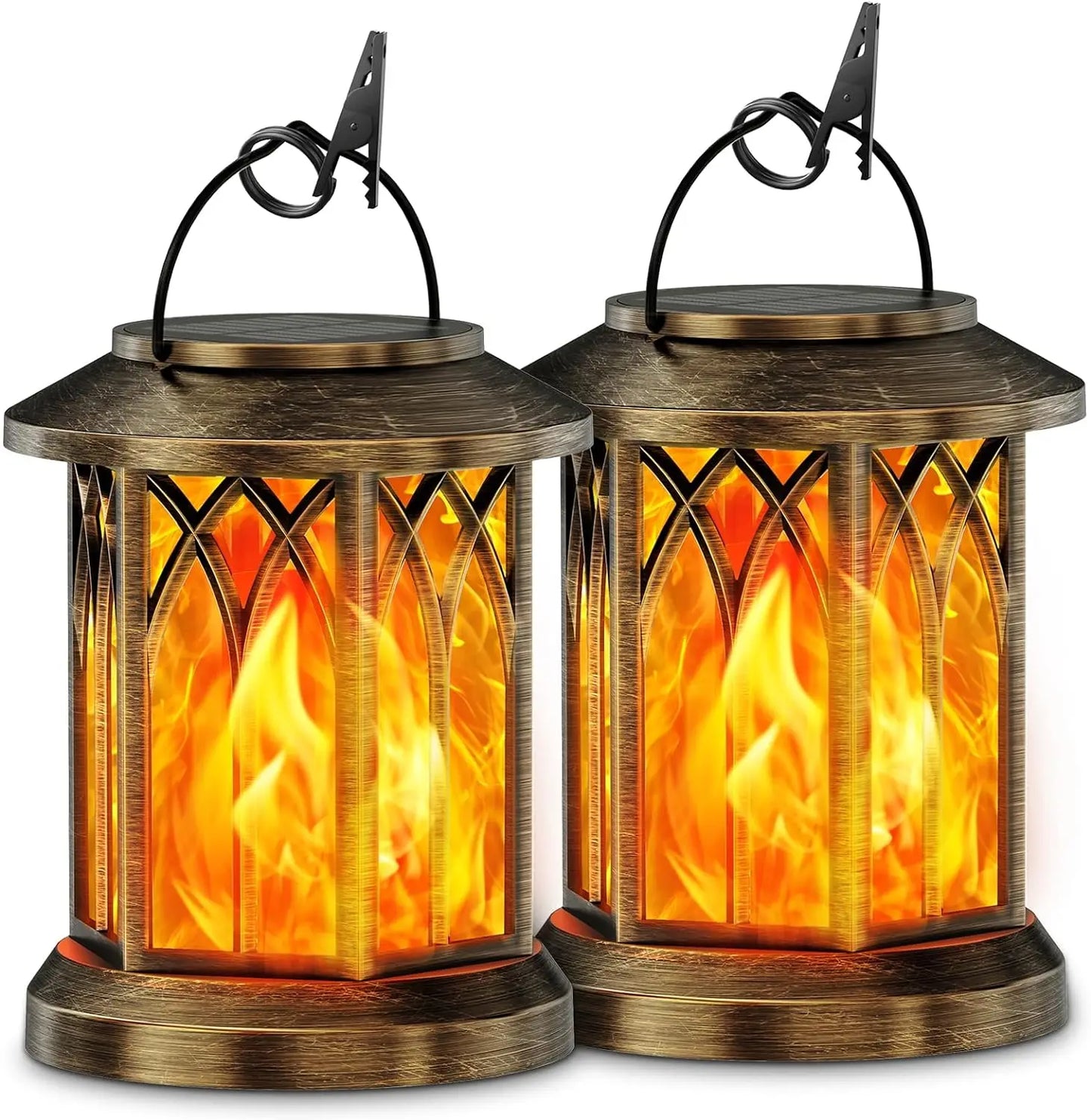 KPSTEK Solar Lanterns Flickering Flame Outdoor Lights