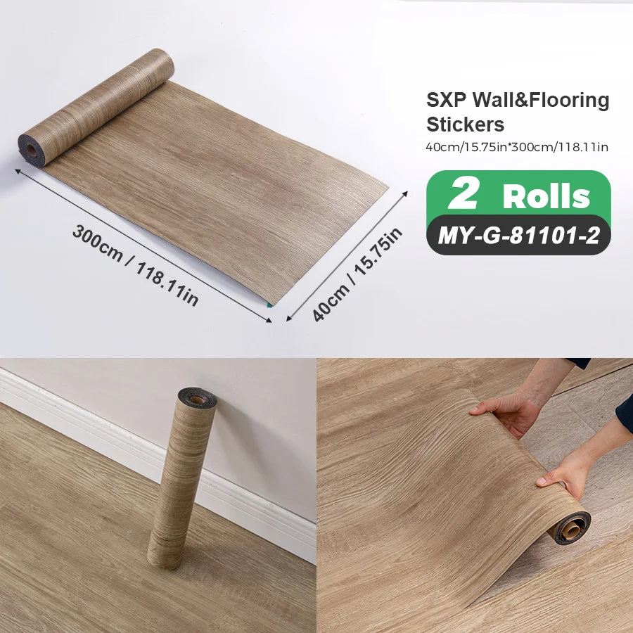 2 Rolls Self Adhesive Wall Floor Sticker Wood Grain Marble
