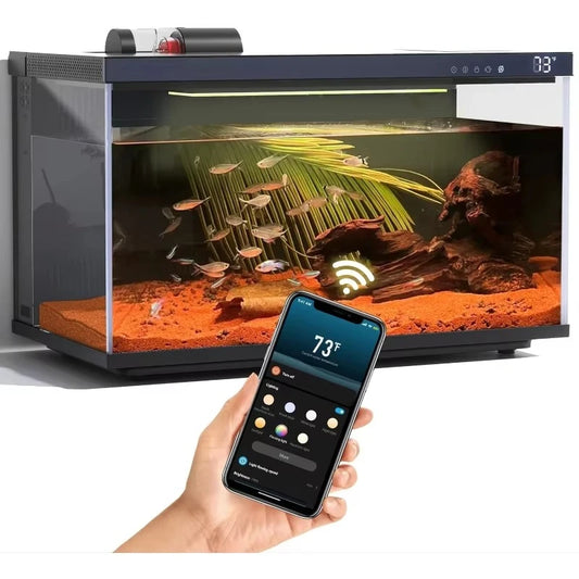 Self Cleaning Aquarium Kit with LED Lights and Auto Feeder