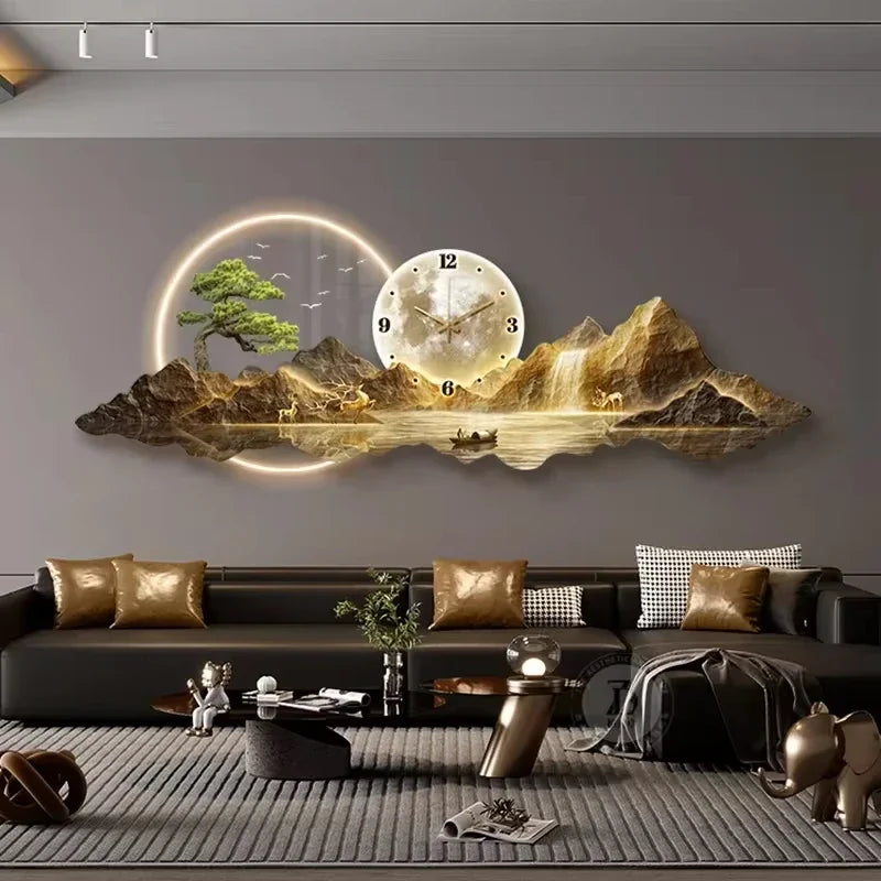 Design Luxury LED Wall Clock Nordic Minimalist Silent Decor