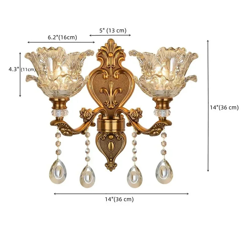 European Style Crystal Glass Dual Head Wall Lamp Plus