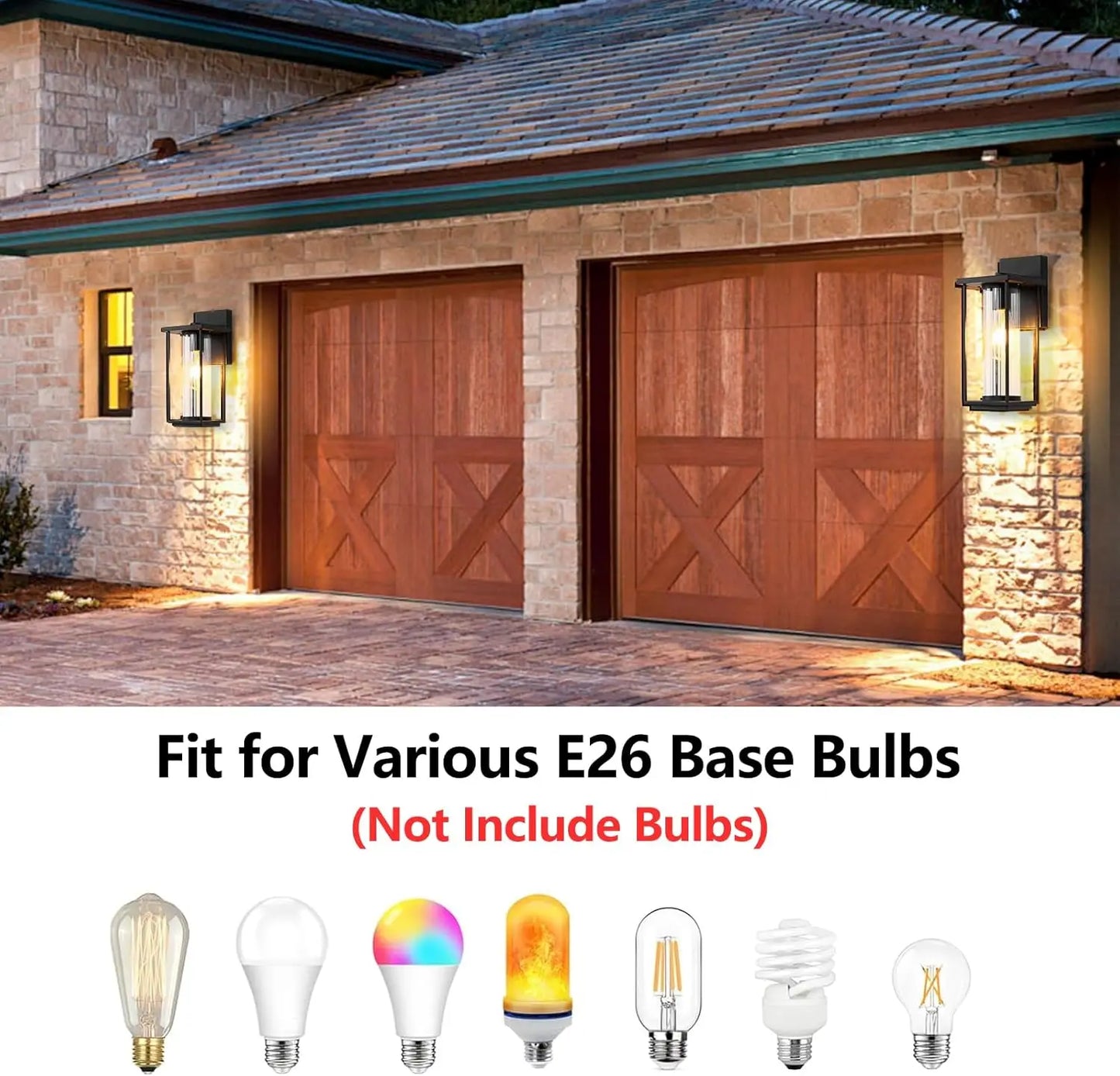 IDEPUS Outdoor Wall Lantern Waterproof Metal Glass
