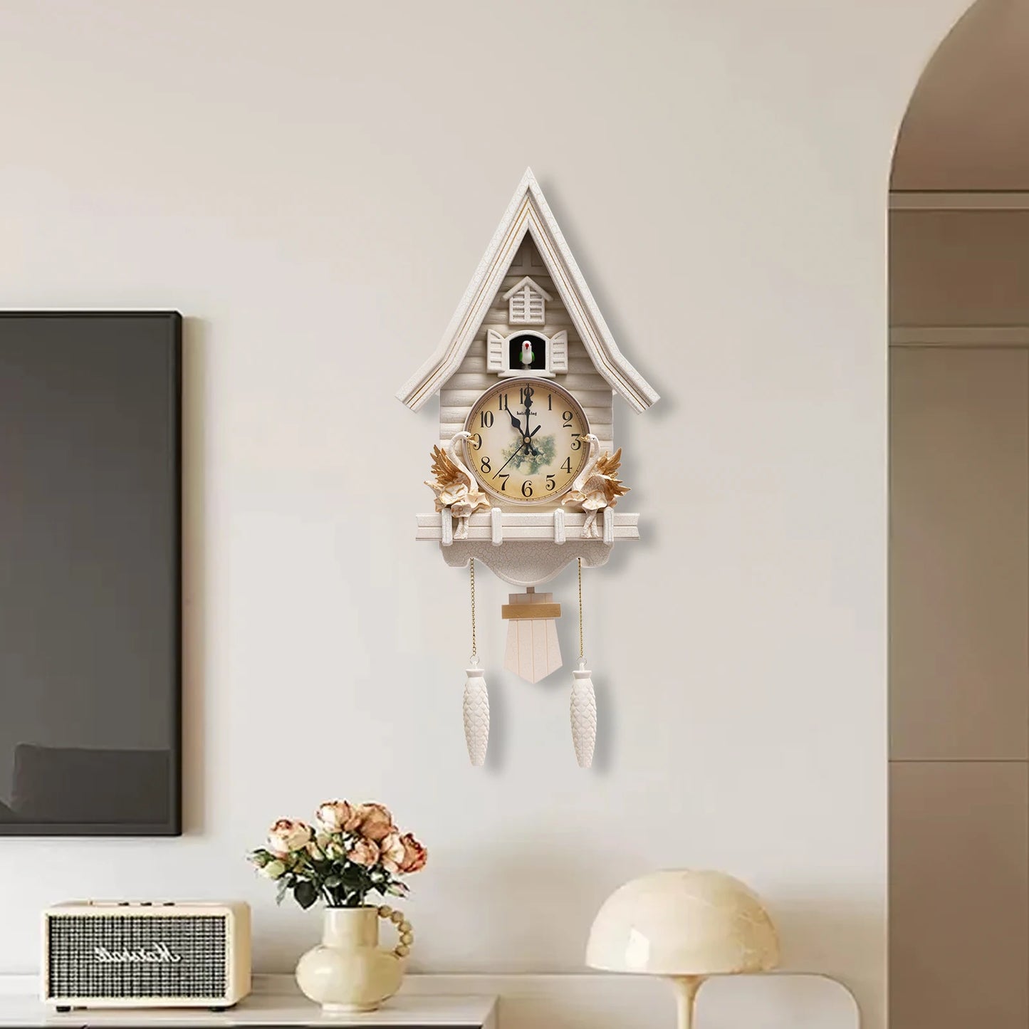 Chime Time Cuckoo Wall Clock Battery Operated Antique