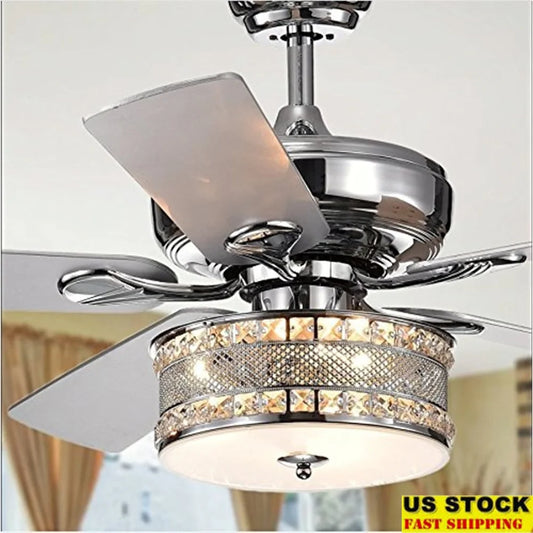 XMSJ Ceiling Fan With Crystal Drum Light Remote UL Listed