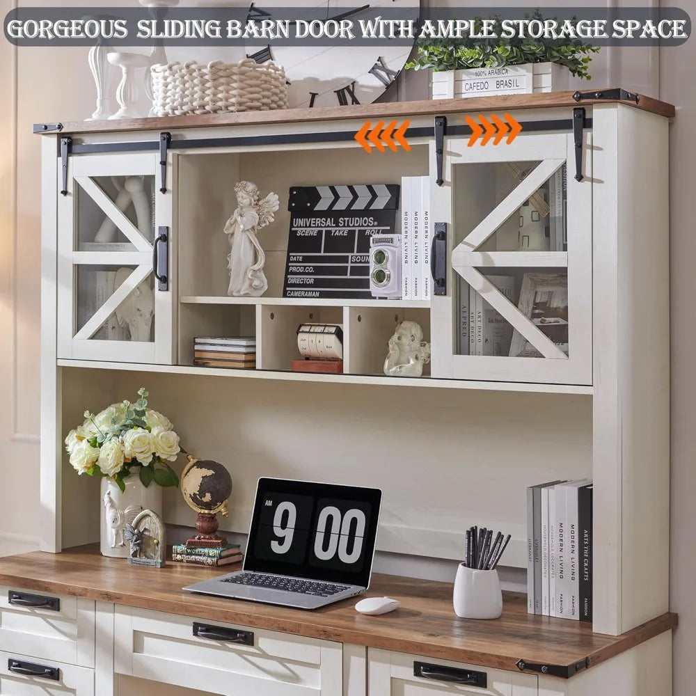 Modern Wood Executive Desk with Hutch and Storage Solutions