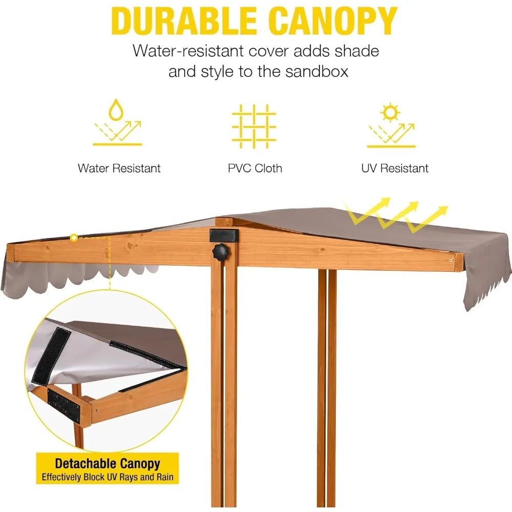 Hign Concerned Kids Sandbox With Retractable Canopy Playset