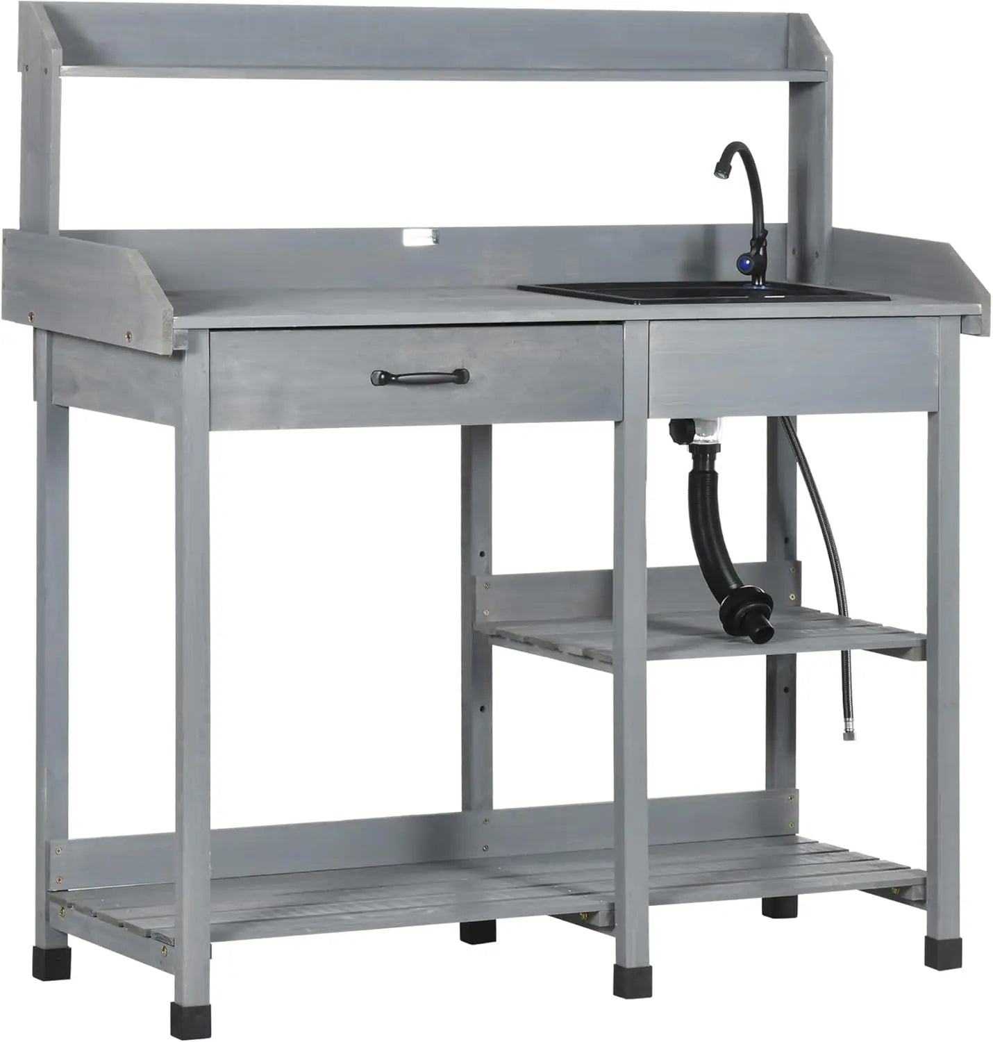 Wooden Outdoor Potting Bench Table with Removable Sink