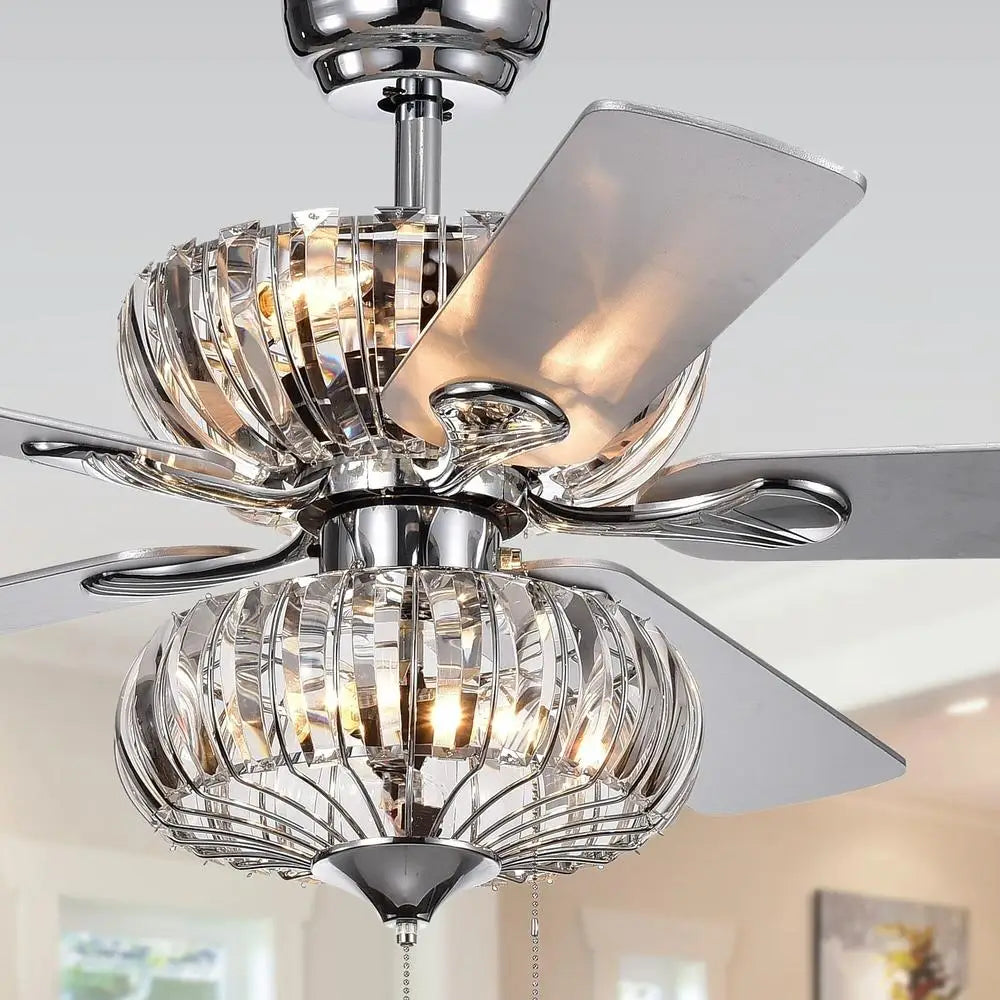 XMSJ Crystal Ceiling Fan With Six Lights And Remote