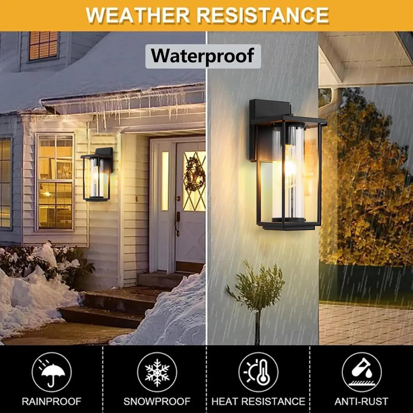 IDEPUS Outdoor Wall Lantern Waterproof Metal Glass