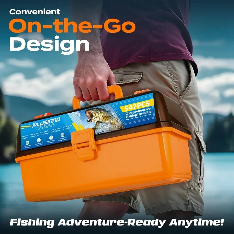 Large 4-Layer Tackle Box with 547Pcs Fishing Lures Kit