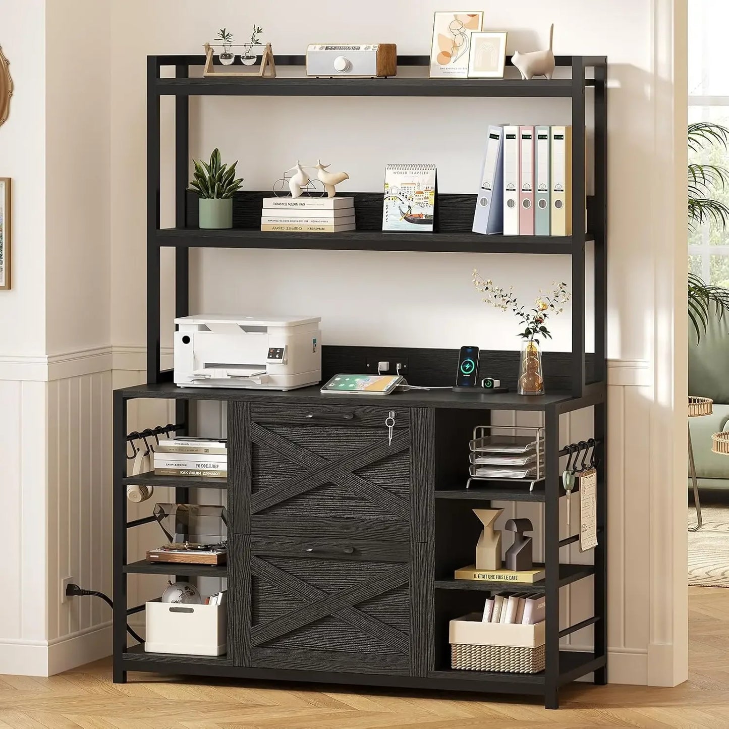 Filing Cabinet with Lock and Charging Station
